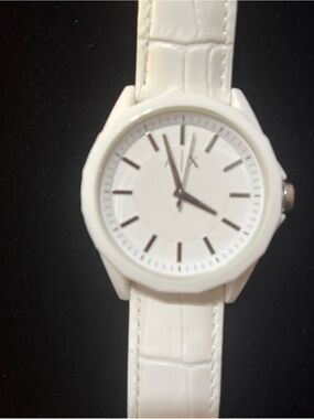 Emporio Armani White Analog Watch with Silver Markers